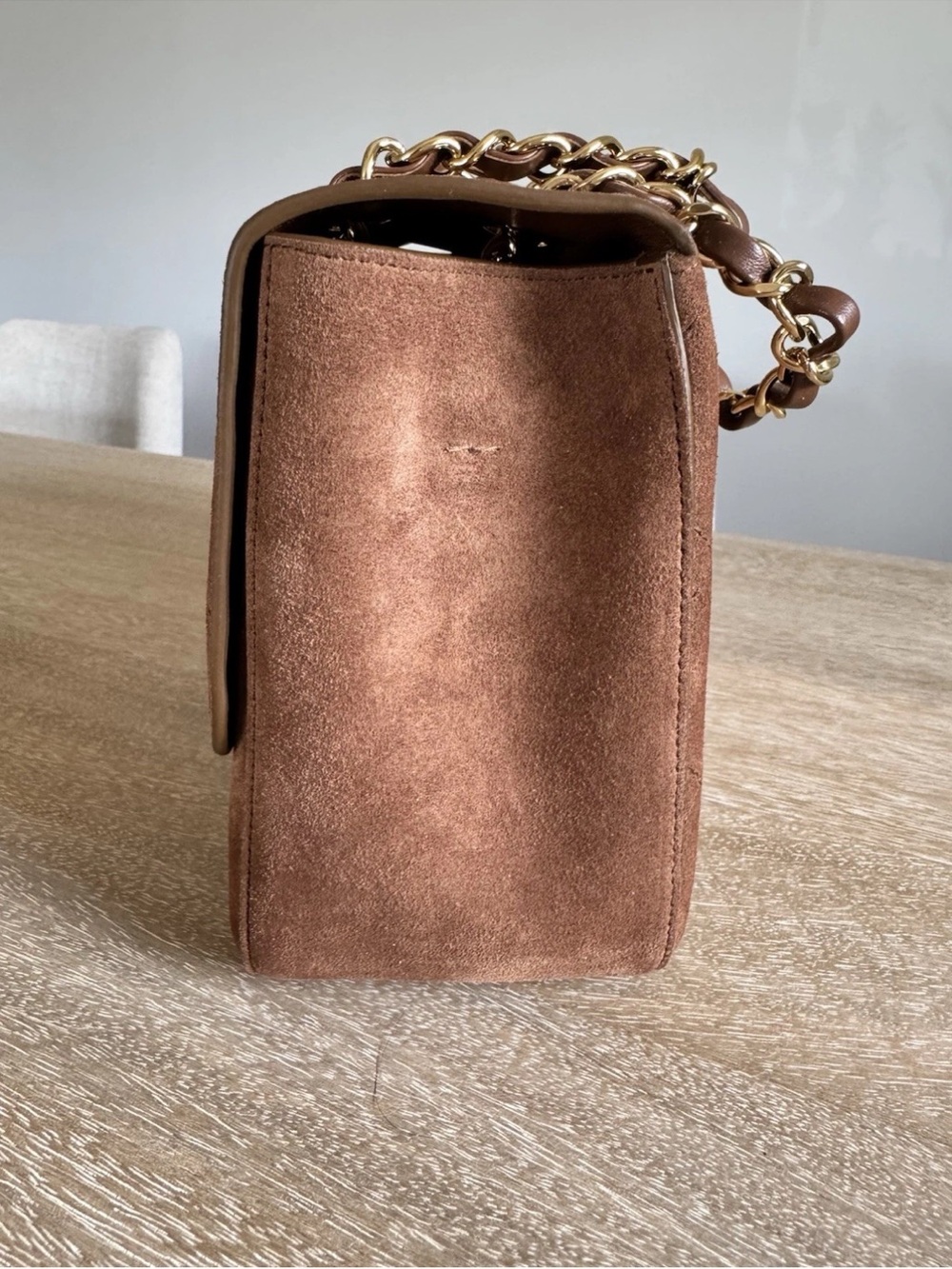 CHANEL Souplissimo Suede Quilted Shoulder Bag in Brown with Gold Hardware - Picture 7 of 8